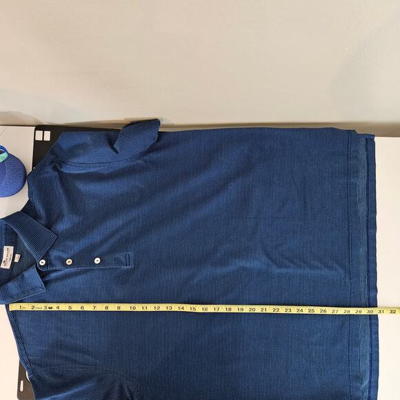 Peter Millar Men's Blue Polo Crown Ease Short-Sleeve Shirt | Large | FLAWS - Picture 7 of 16